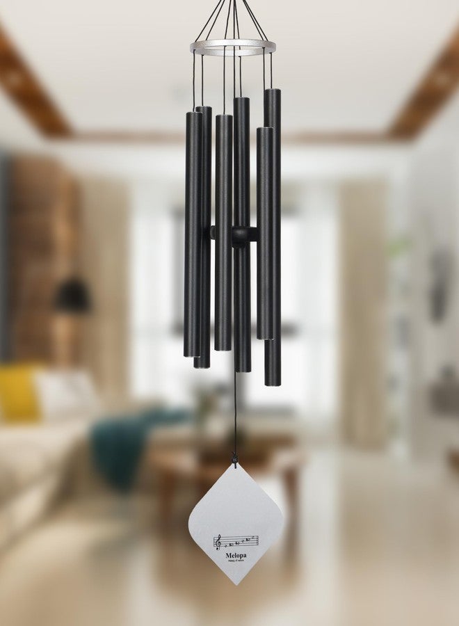 MELOPA 6 Pipe Large Wind Chimes for Home, Garden, Balcony & Vastu Pooja - Black | Hanging Bells for Home Decoration | Deep Tone Aluminum Wind Chime | Return Gift & Positive Energy Decor - Image 2